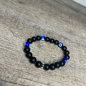 Evil eye matte black onyx bracelet